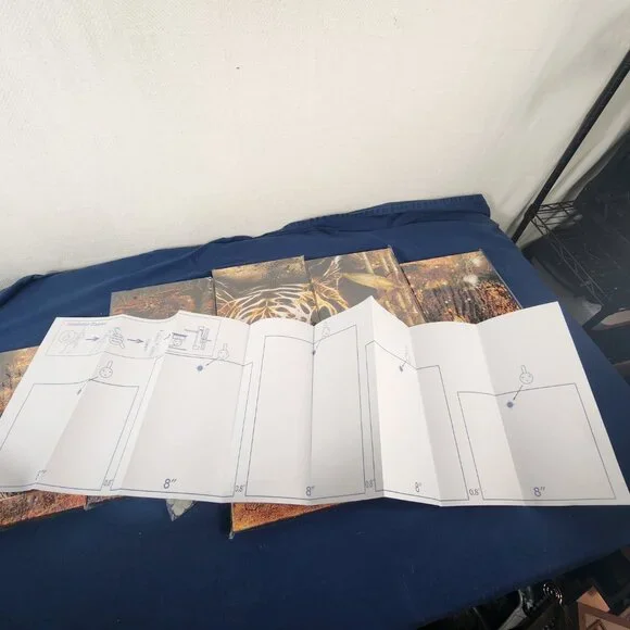 Tiger 5pc Canvas Print Wall Art 40"x20" Includes Hanging Guide and Hangers - Picture 12 of 16